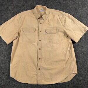 Carhartt Short Sleeve Button Down Shirt Relaxed Fit Cotton XL Tan Khaki Mens